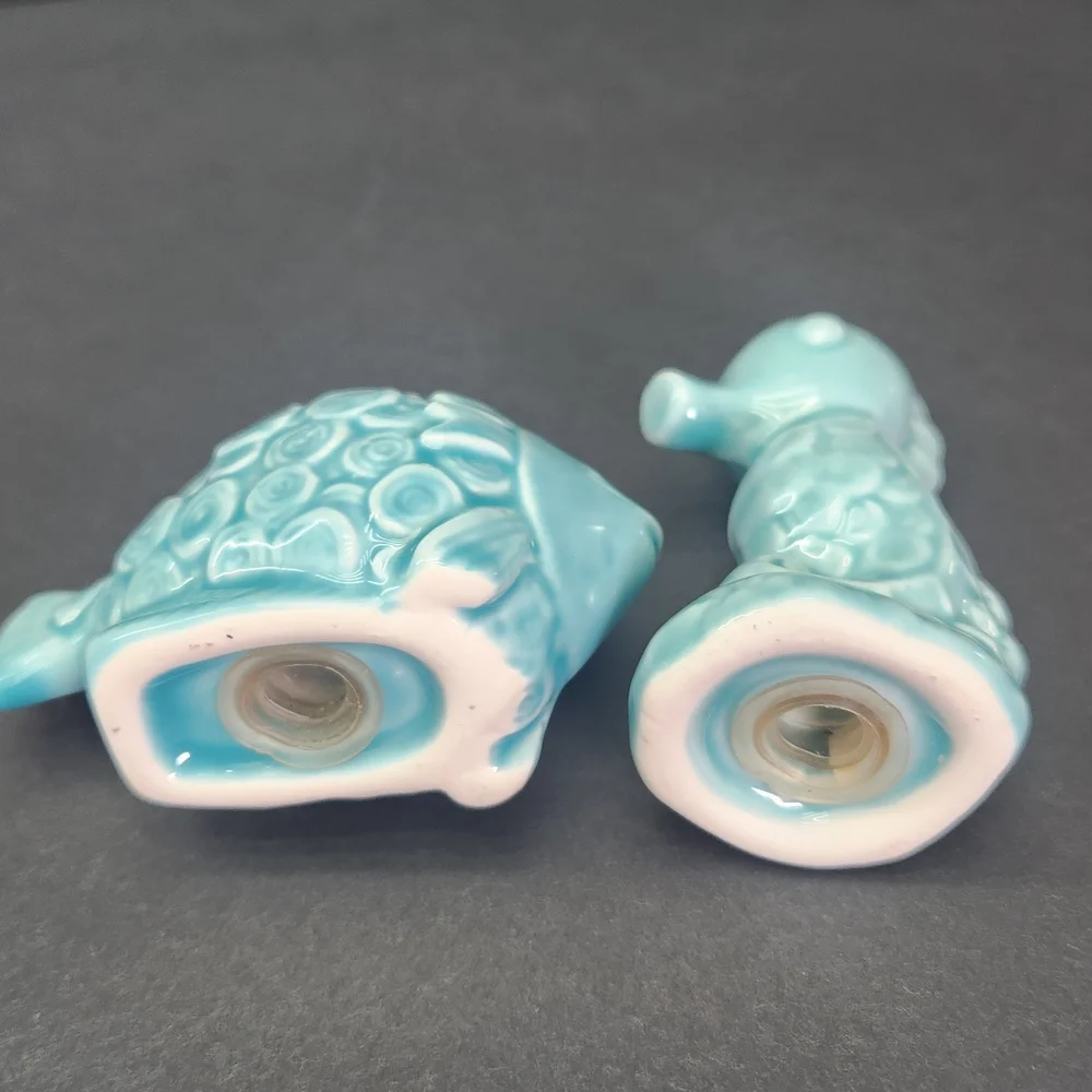 Ceramic Salt and Pepper Shakers Fish and Seahorse Figurines.